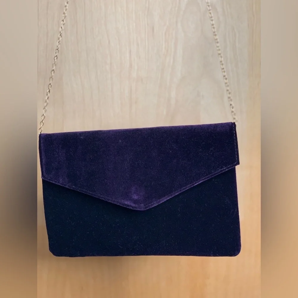 Bam Forever Elegant Purple Velvet Clutch Shoulder Bag   Dark Feminine